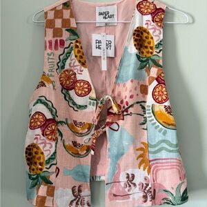 Paper Heart Women's Pink Fruit-Print Tie-Front Tank Top